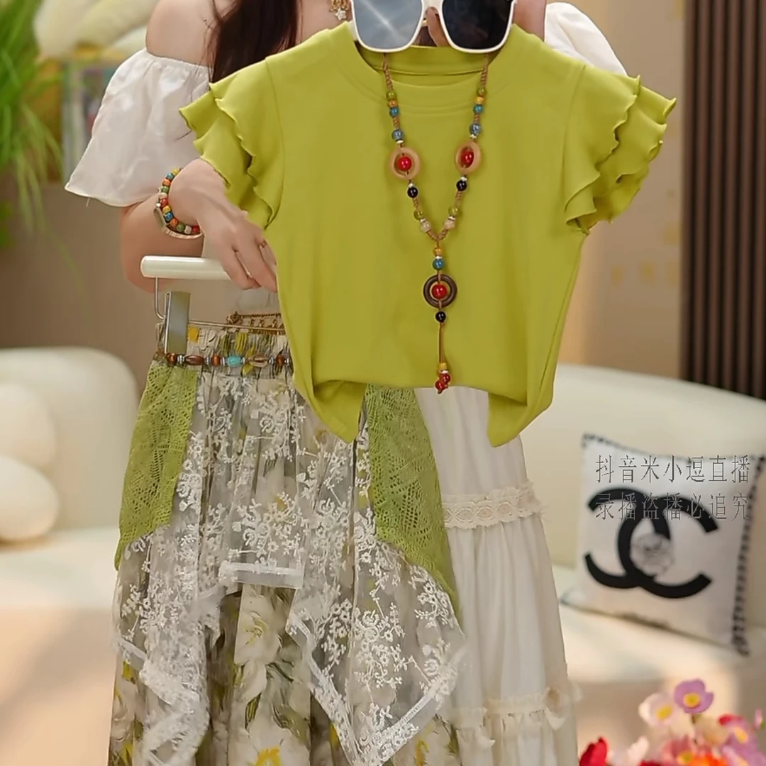 【米小逗家】女童套装2025夏季新款民族风油画长裙时尚上衣裙子k021