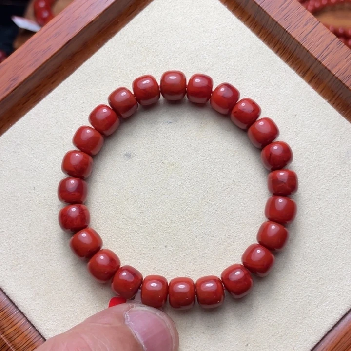 南红玛瑙未镶嵌手串9老型双色单圈