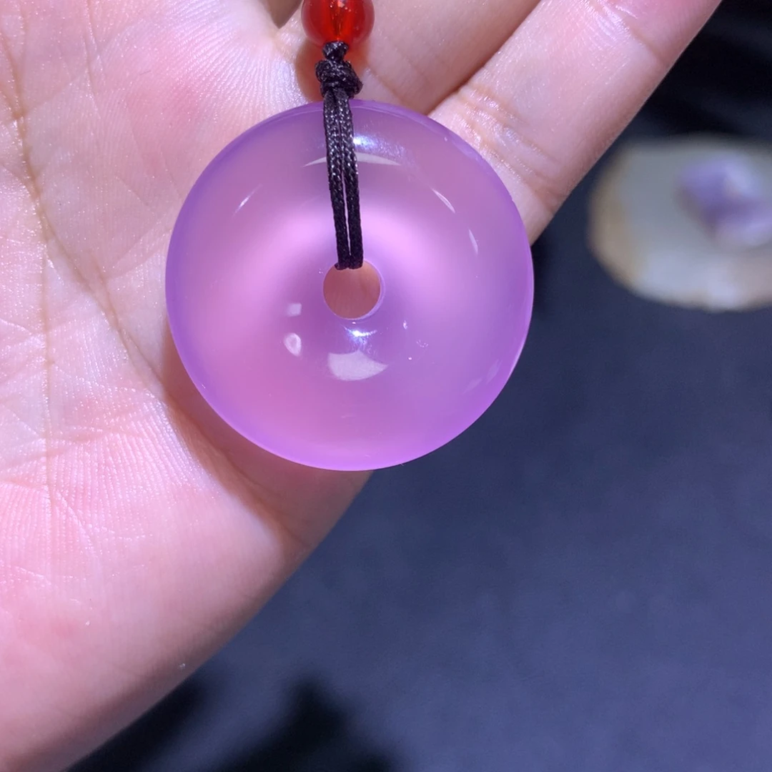 玛瑙/玉髓未镶嵌手镯卡30葡萄紫平安扣