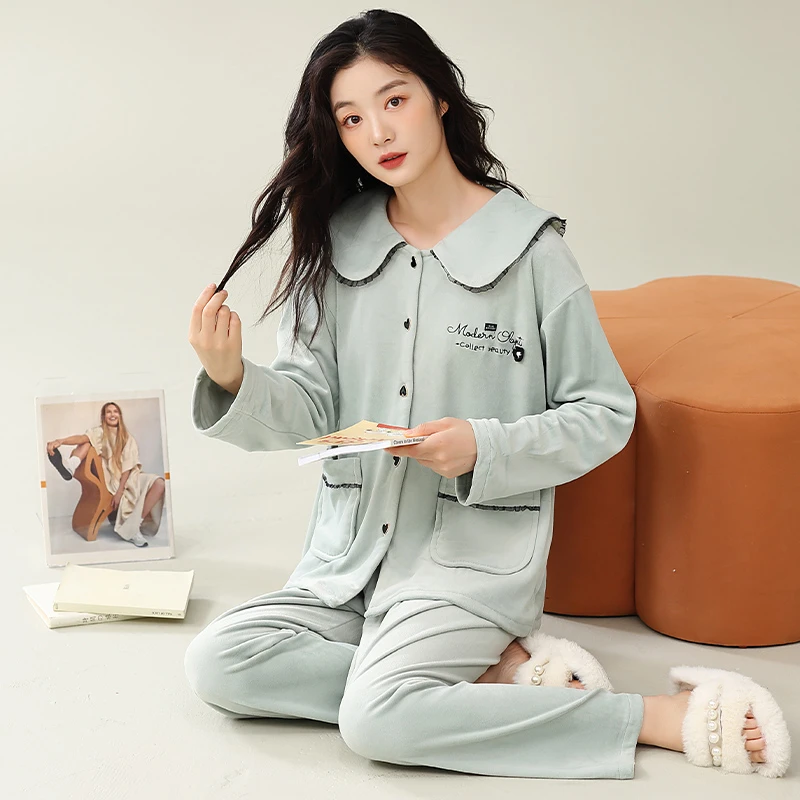 【抗静电海岛绒】特价女睡衣秋冬款海岛绒家居服套装加厚青年中年