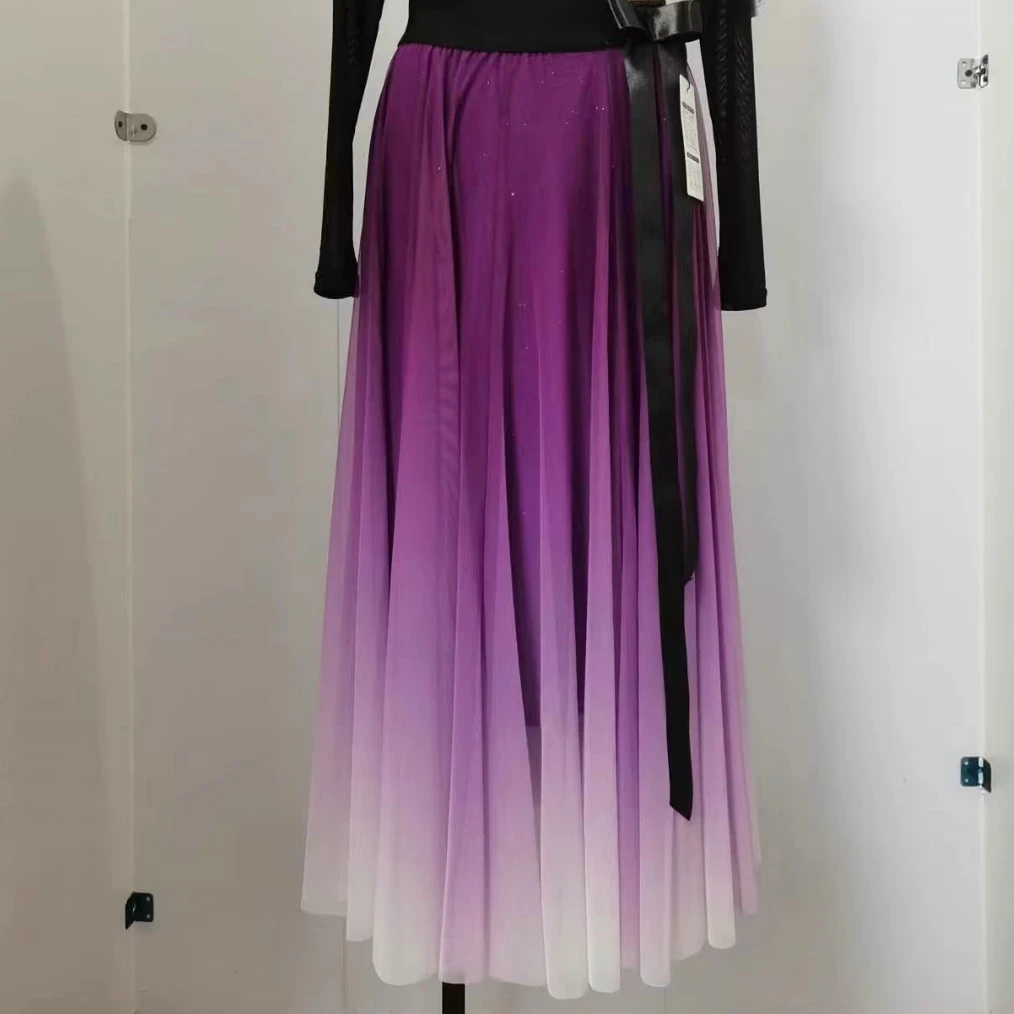 新潮舞蹈服十片黑飘带渐变半身裙 (裙长85-87……)