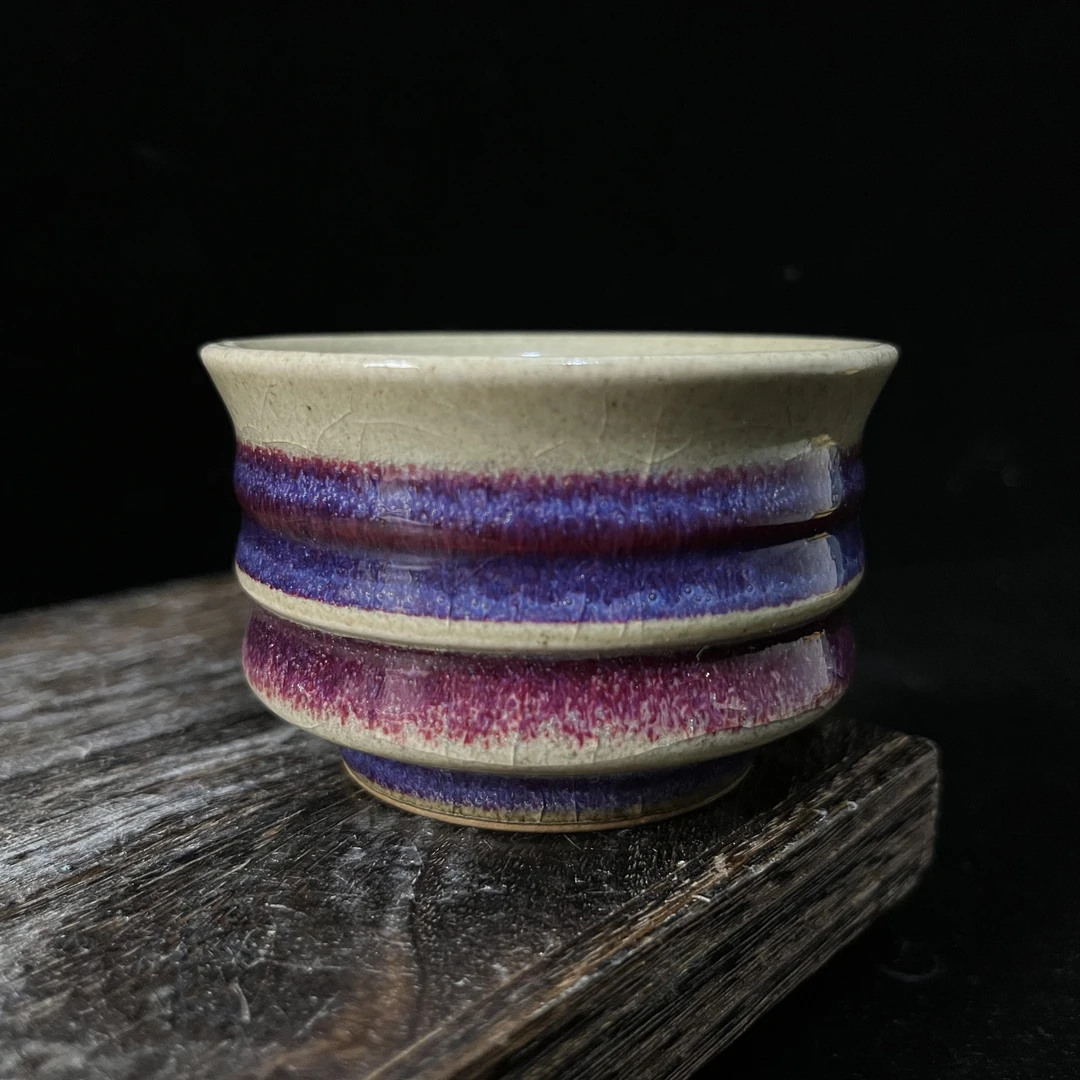 神后钧瓷煤烧老二厂釉水竹节器型单杯主人杯