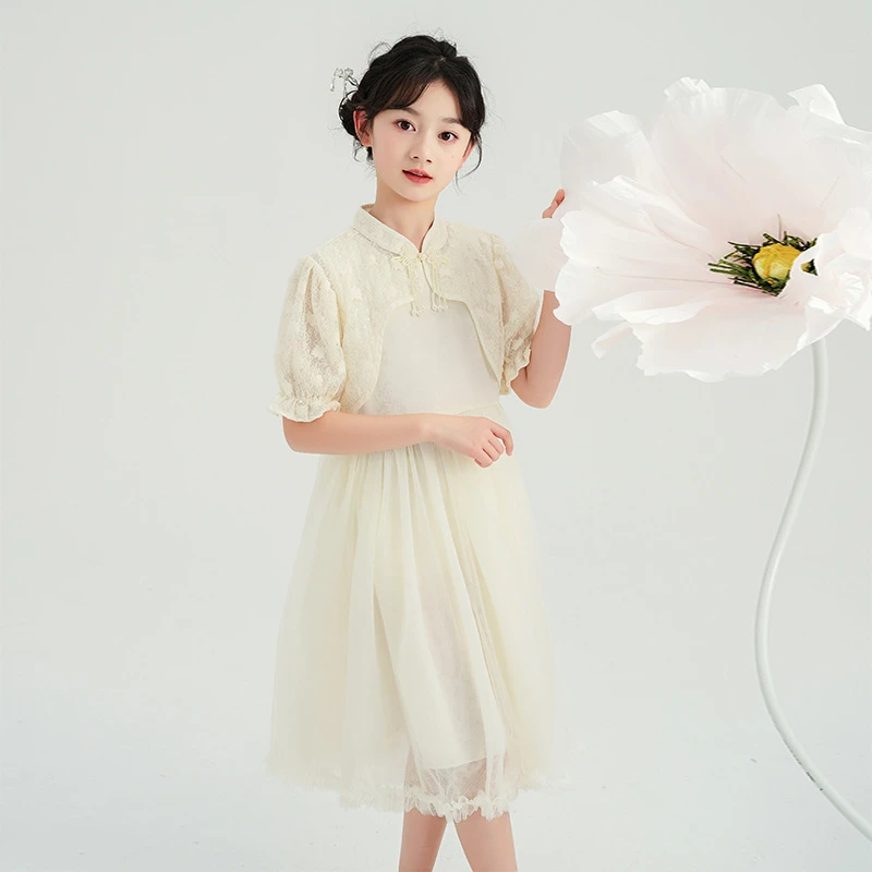 X25253女童连衣裙套装夏季2024新款儿童国风薄款洋气女宝宝两件套
