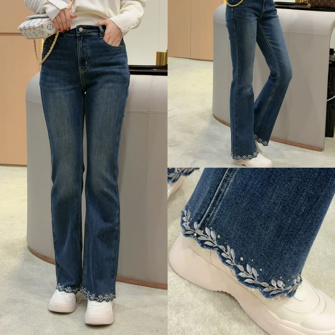 【花边裤】秋冬莱赛尔时尚显瘦牛仔裤XY241956  JDND轩羽