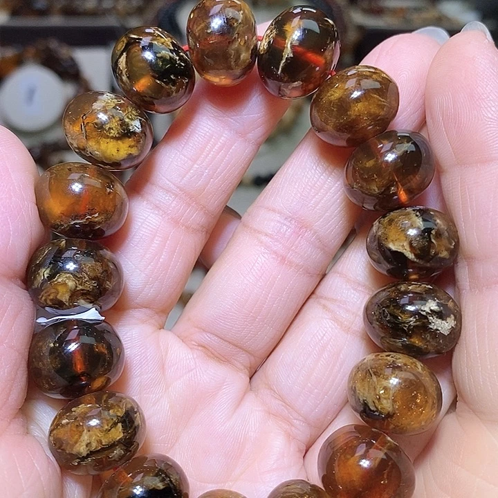 琥珀未镶嵌裸石蜡花15m