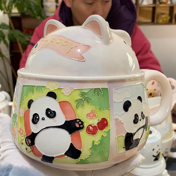 杯Q*Q景德镇釉下彩手绘粉色