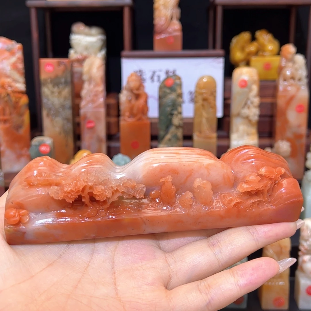 锦***鲤昌化石印石手工制作