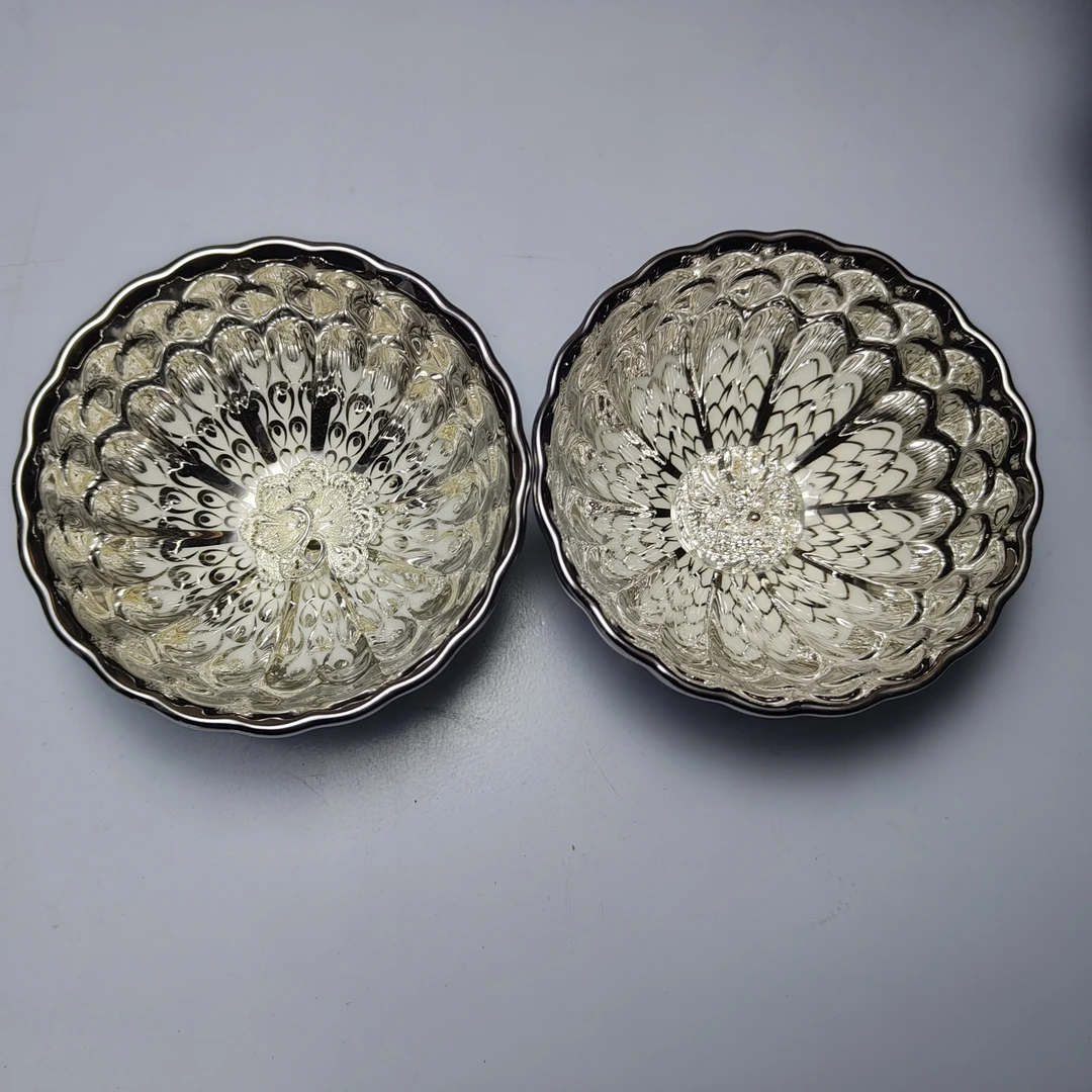 梦幻搭配 银龙+银孔雀杯一对 高端瓷器36（无礼盒）