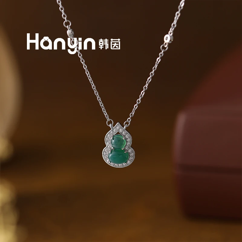 高定满超闪绿玉髓葫芦项链时尚轻奢高级感AAA