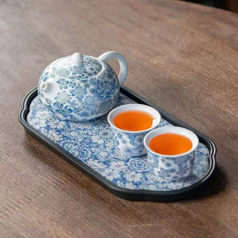 羊脂玉瓷掐丝银茶壶套装家用办公室功夫茶杯干泡茶盘ZH1886
