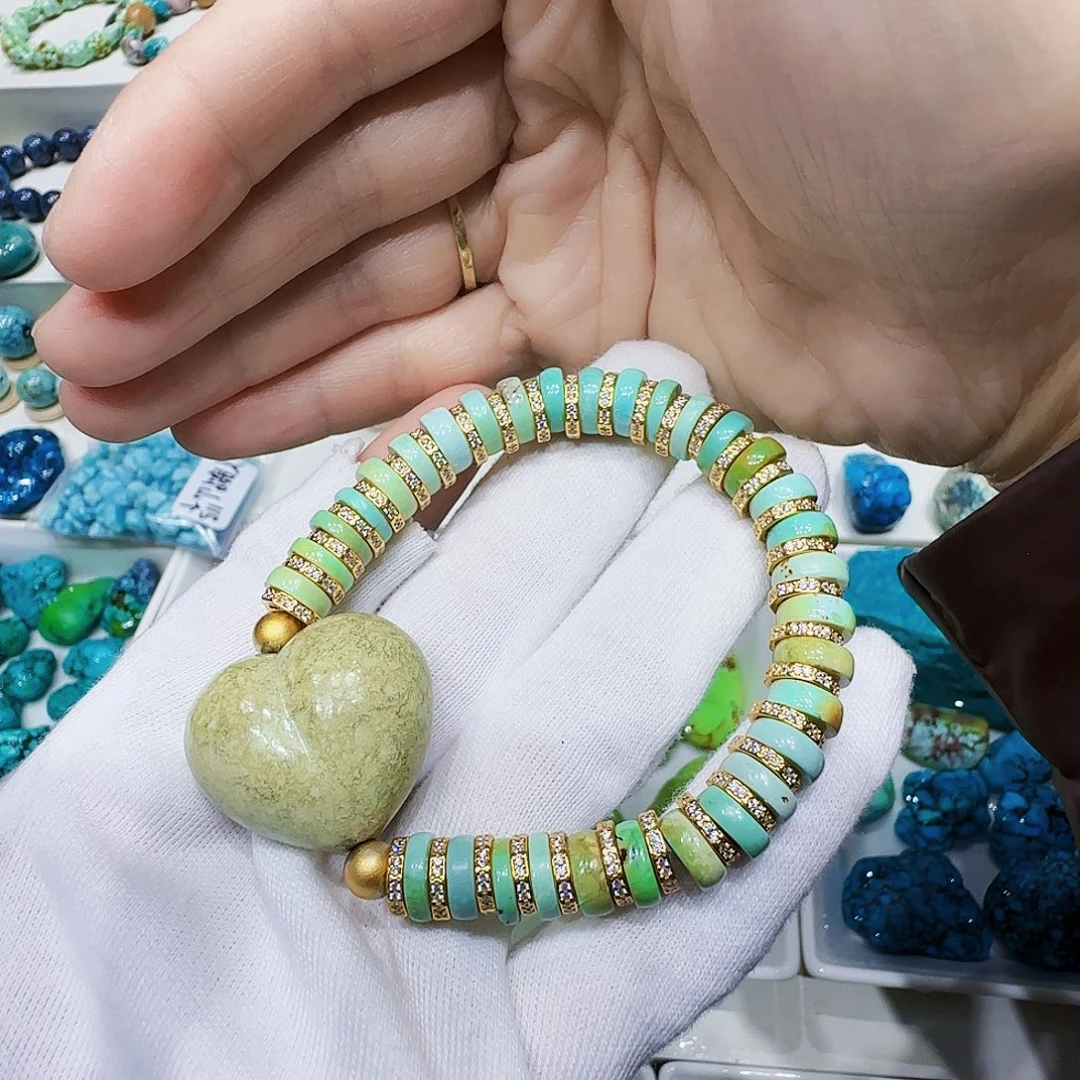 绿松石未镶嵌原矿绿松石菜籽手串