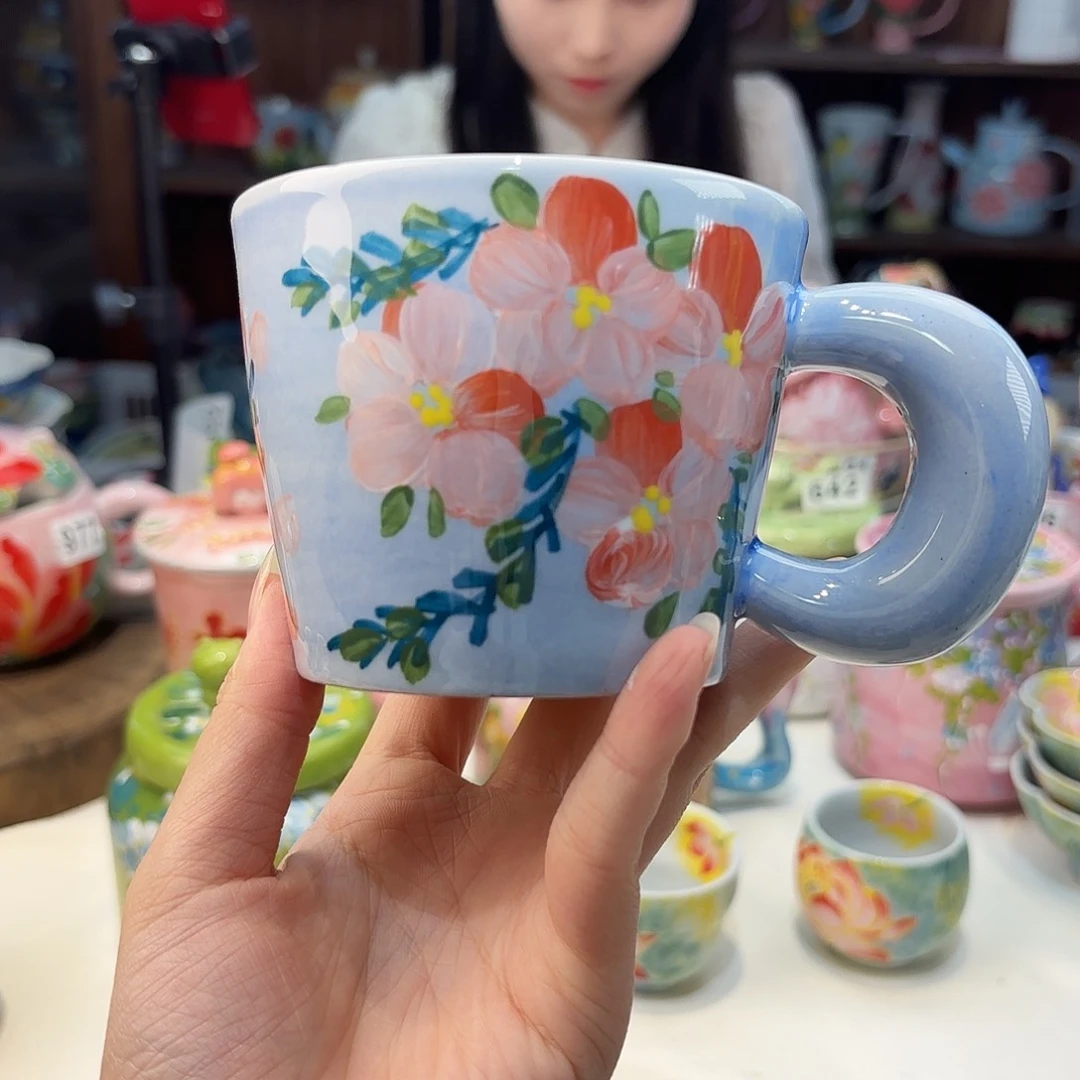 瓷片景德镇手绘高温釉下彩陶瓷茶具