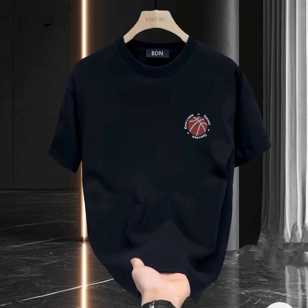 雅鹿男装爆款夏季男士潮流短袖字母印花圆领运动t恤宽松韩版半袖