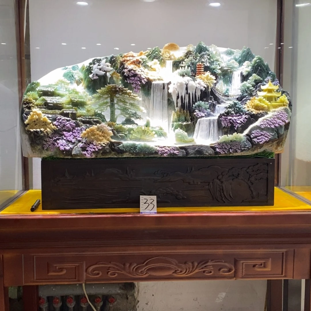 柔***哥玉意境山水手工雕刻