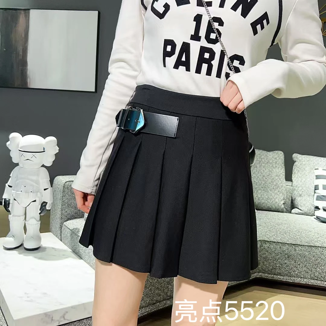 2025新款5520腰带设计感洋气高腰洋气时尚百搭显瘦百褶裙