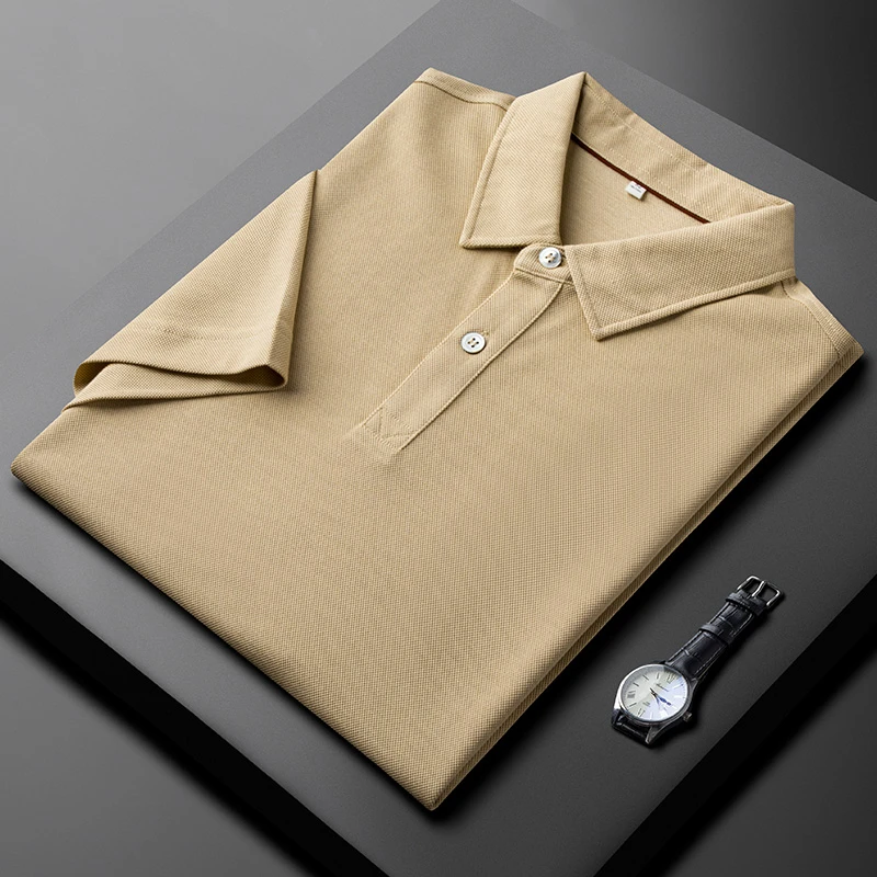 轻奢夏季薄款纯色莫代尔翻领polo衫男士短袖时尚休闲商务半袖上衣