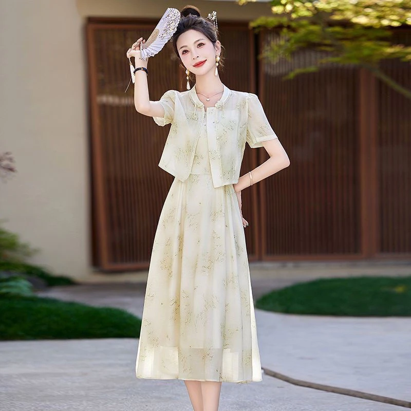 【A940】2025女士新款时尚高端气质显瘦减龄两件套连衣裙