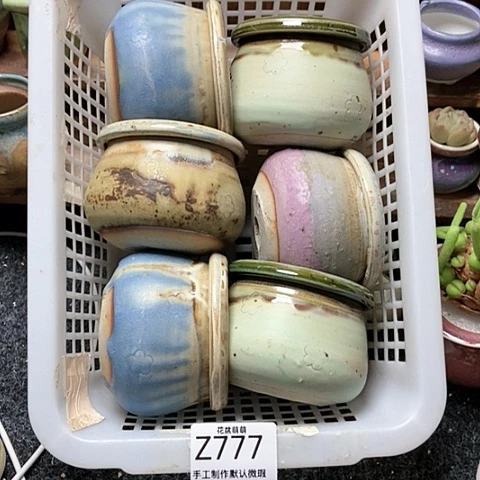 紫砂花盆777微瑕品口径6厘米左右的