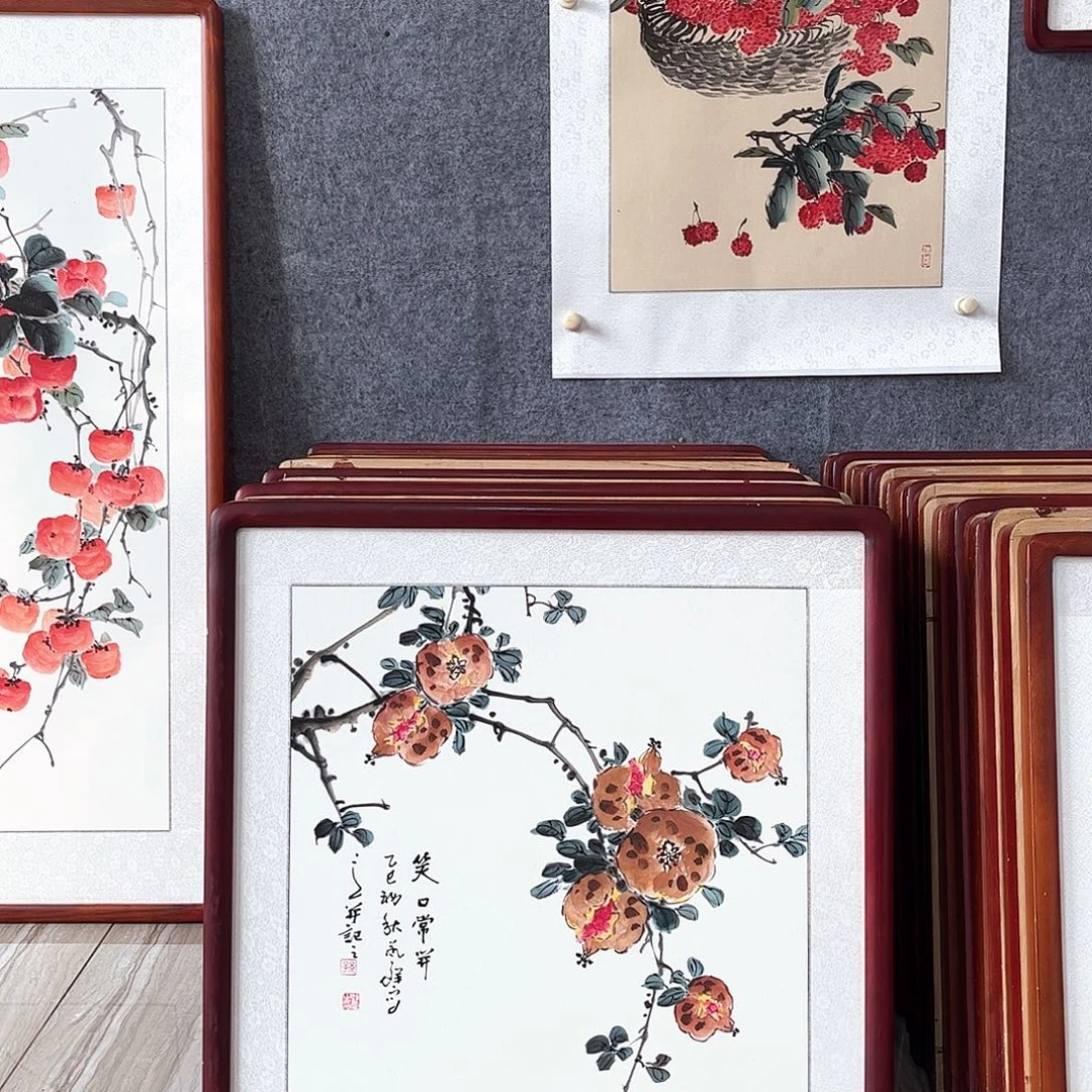 国画书画作品带框63×63