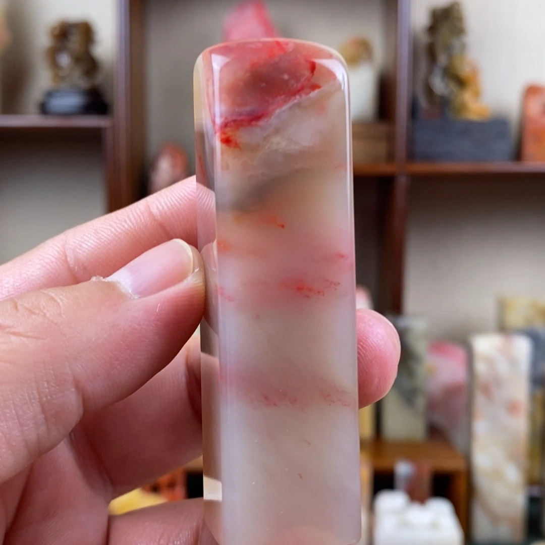 巴林石印石巴林鸡血石素章