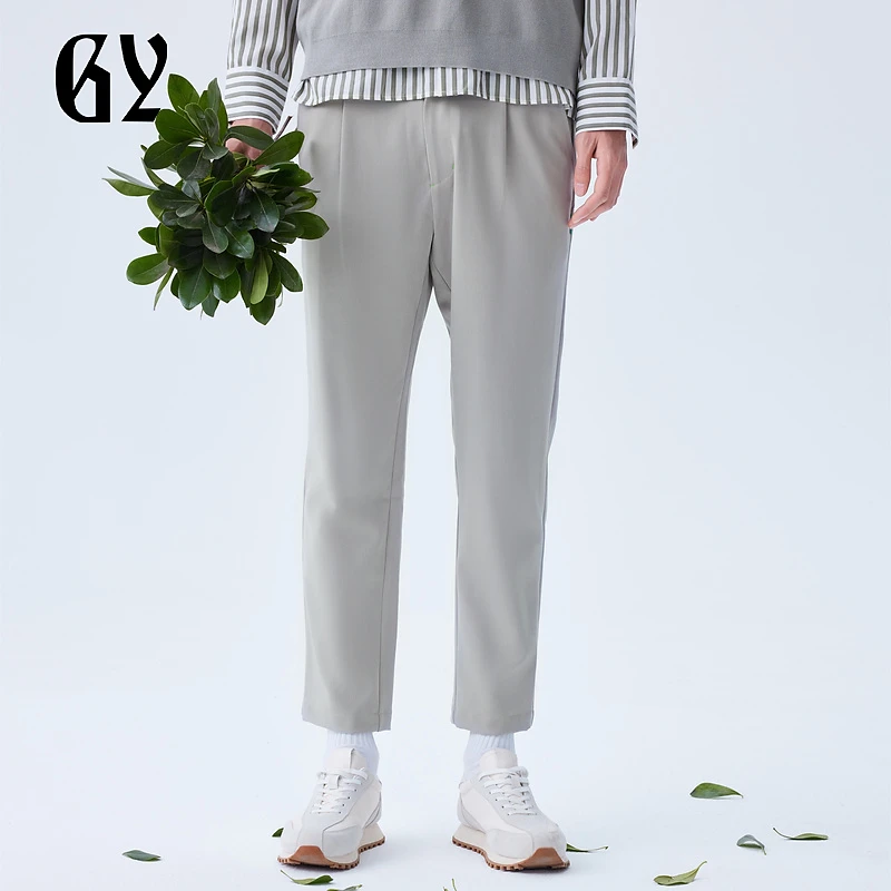 GY男士标准夏季休闲裤直筒裤子弹力百搭简约风舒适透气长裤320004