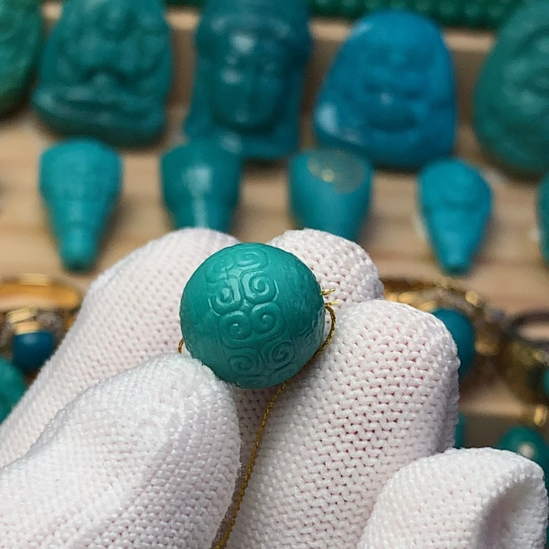 未镶嵌绿松石珠宝奇石13.5mm