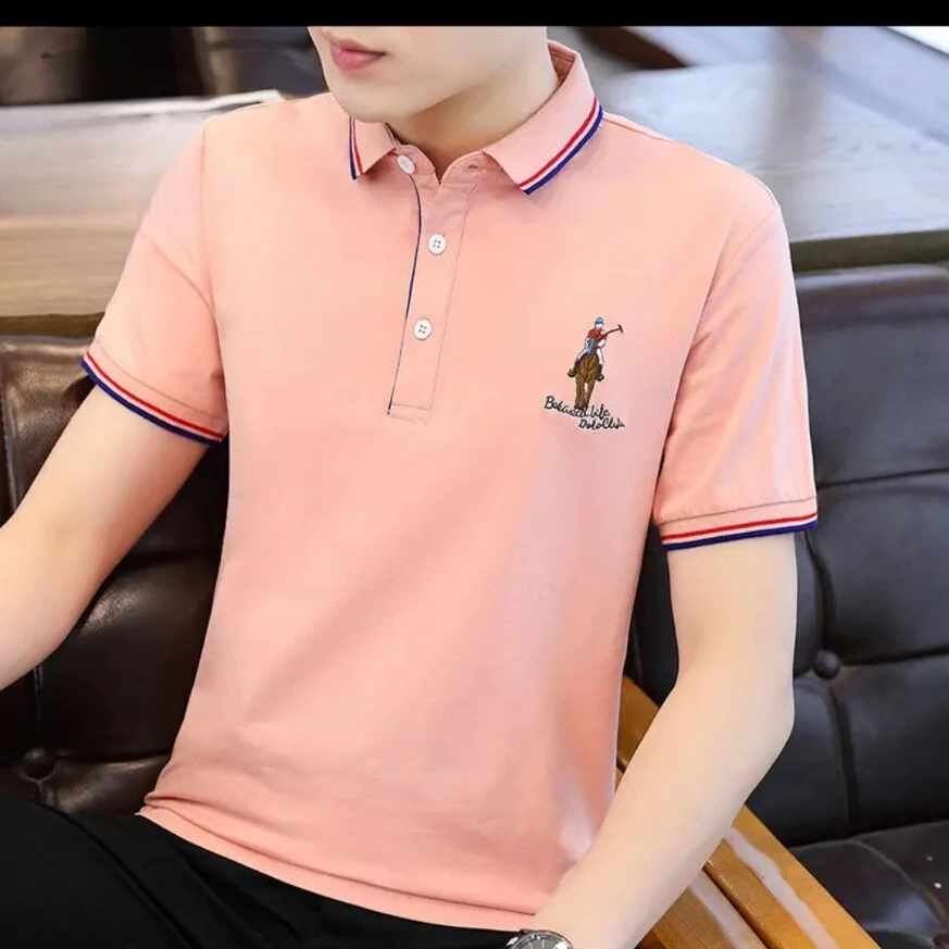 新款 男士短袖polo衫95%棉翻领T恤潮流休闲百搭夏季青年上衣半袖