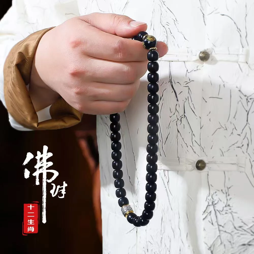 【十二生肖】菩提双圈手串老料生肖文玩老型桶珠赠盘玩袋