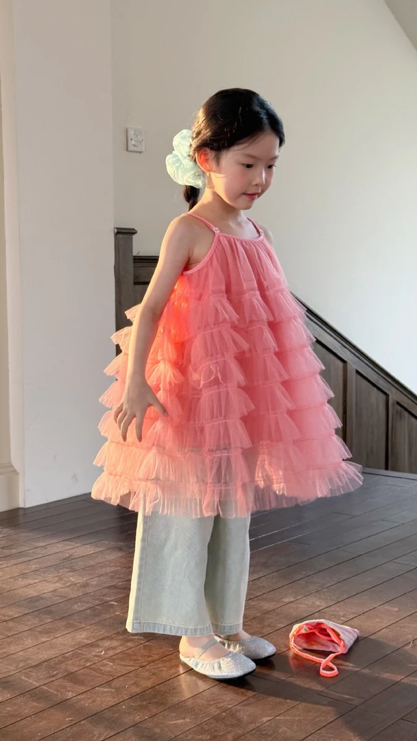 2025夏季新款女童超仙蛋糕裙显白蓬蓬裙吊带裙幼儿园公主裙