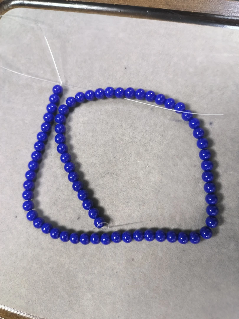 156号6mm精品蓝色圆珠半成品项链