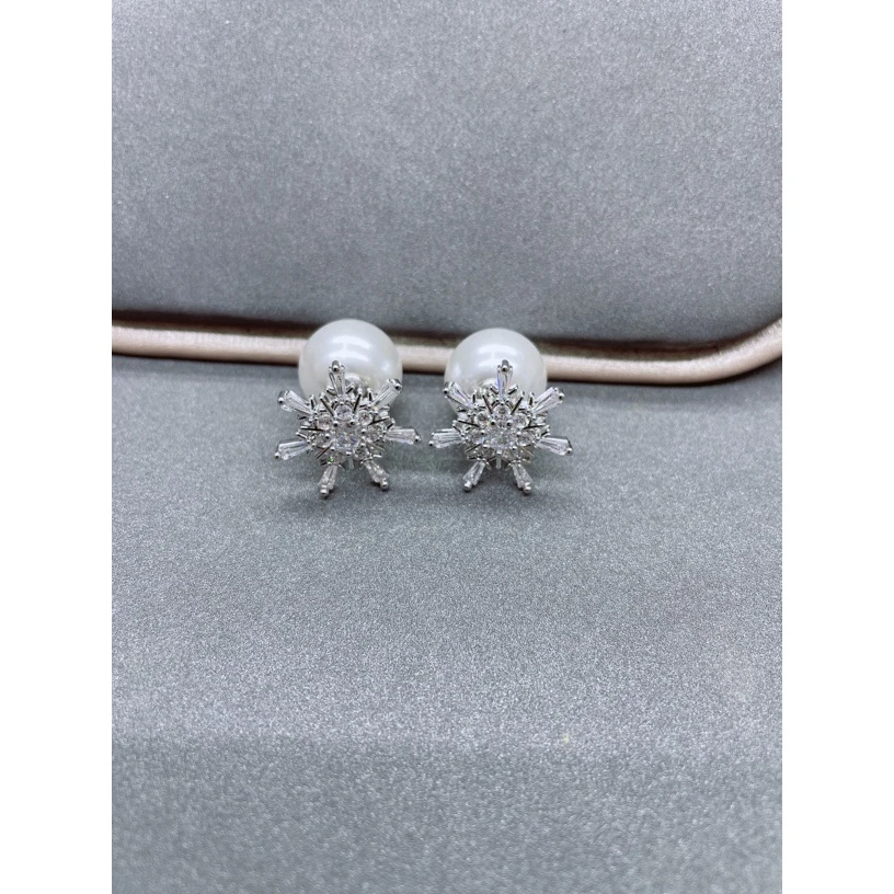 合金合成锆石耳饰 4487高级精致雪花多戴款耳饰