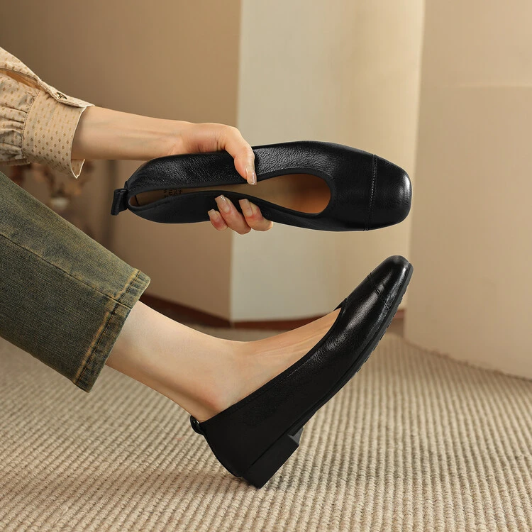 2cm 通勤休闲百搭舒适软底浅口单鞋春季韩版简约时尚芭蕾舞平底鞋