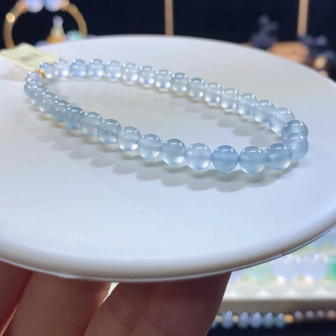 翡翠未镶嵌吊坠(不含链)翡翠高冰蓝底小圆珠手串