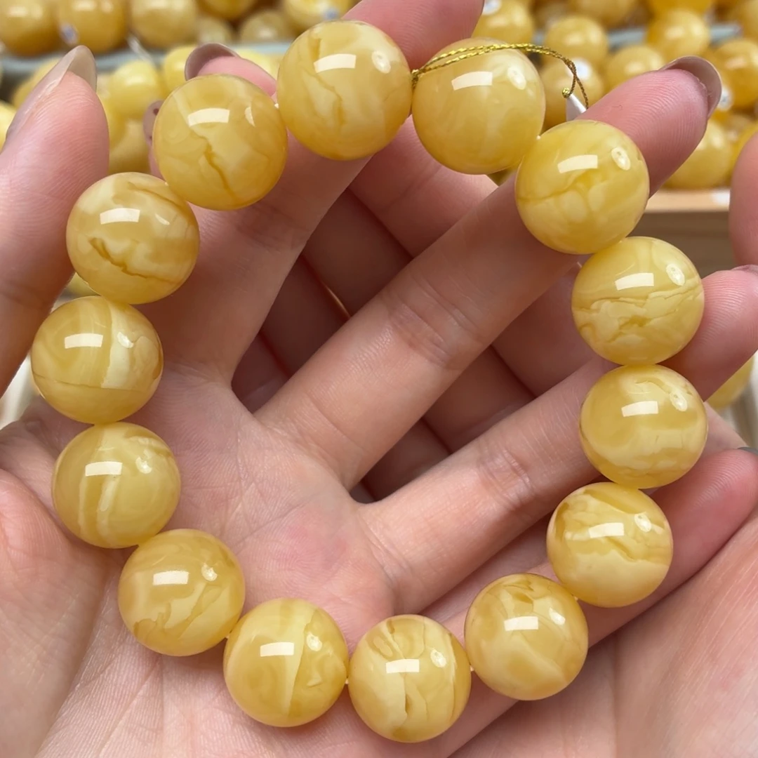 蜜蜡未镶嵌裸石蜜蜡同料圆珠手串16