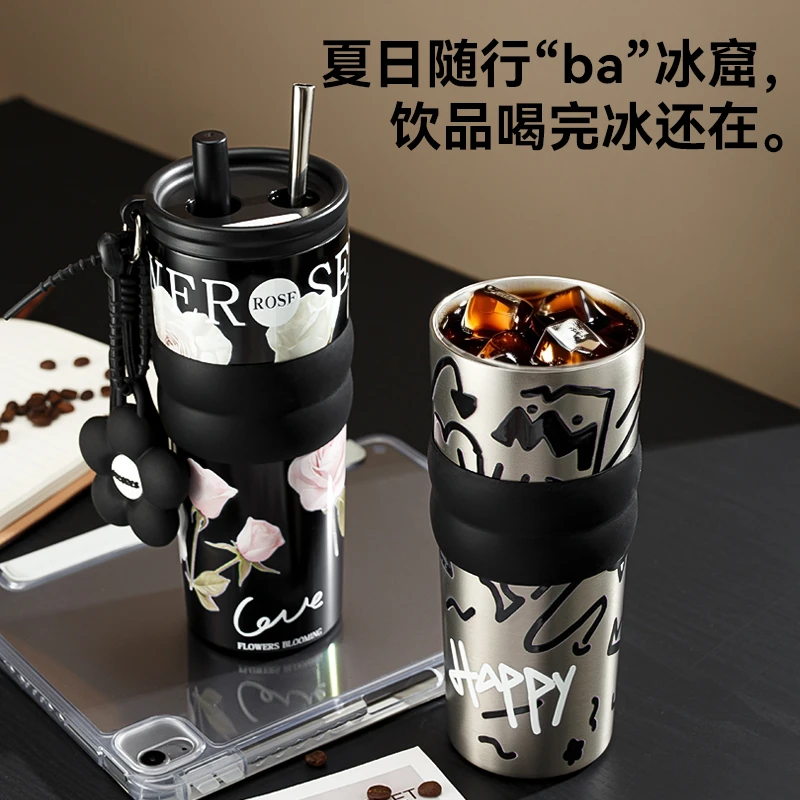 Gucgres高颜值陶瓷内胆保温杯大容量水杯女生便携车载杯子男士