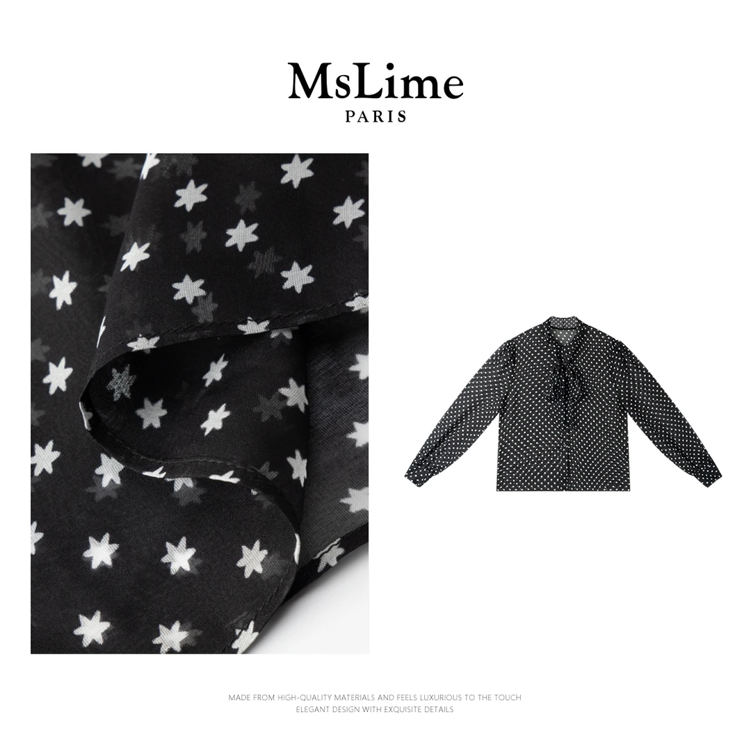 王嬛嬛MsLime25年春款【波卡】100%桑蚕丝 黑色衬衫 HD2A0790