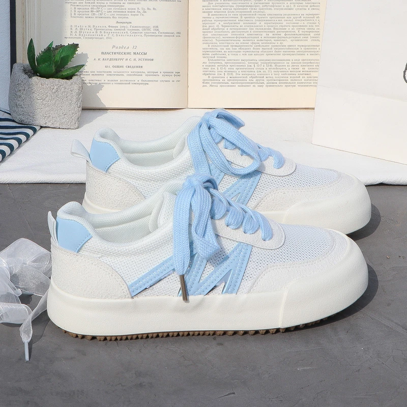 2025夏季新款平底小白鞋女网面透气百搭休闲板鞋ins潮德训帆布鞋