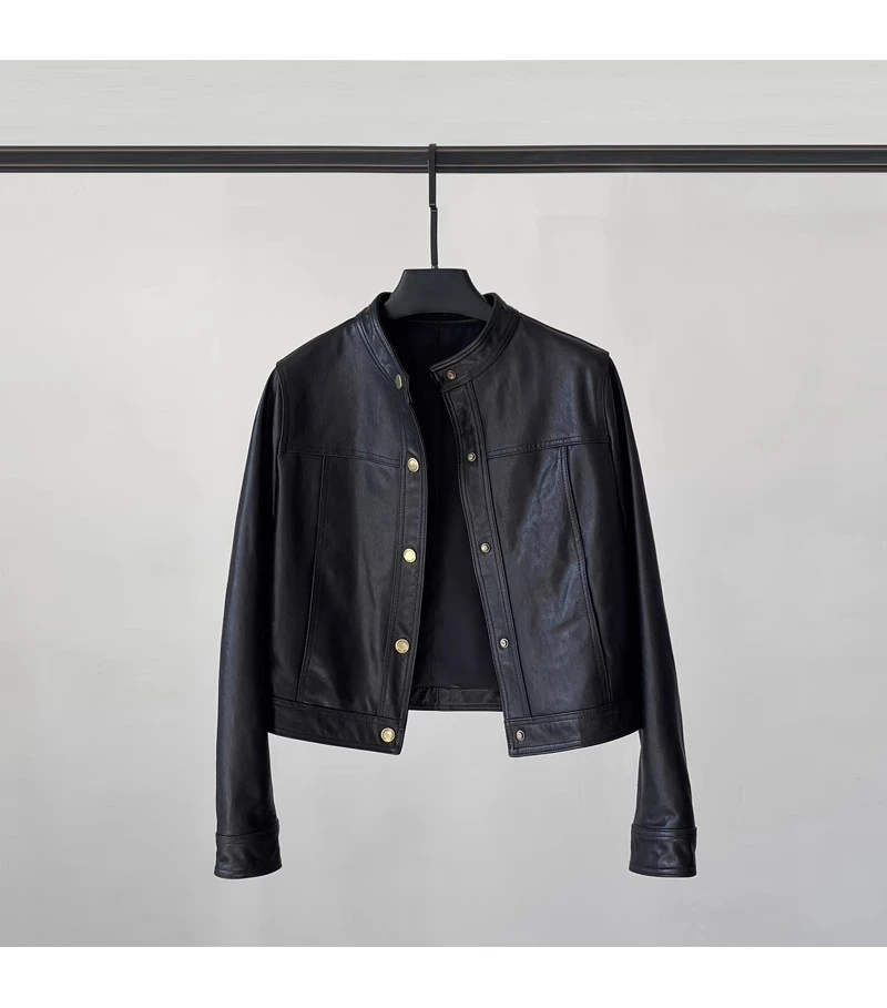 真皮皮衣女士短款黑色立领韩版修身显瘦皮夹克机车服2025秋季新款
