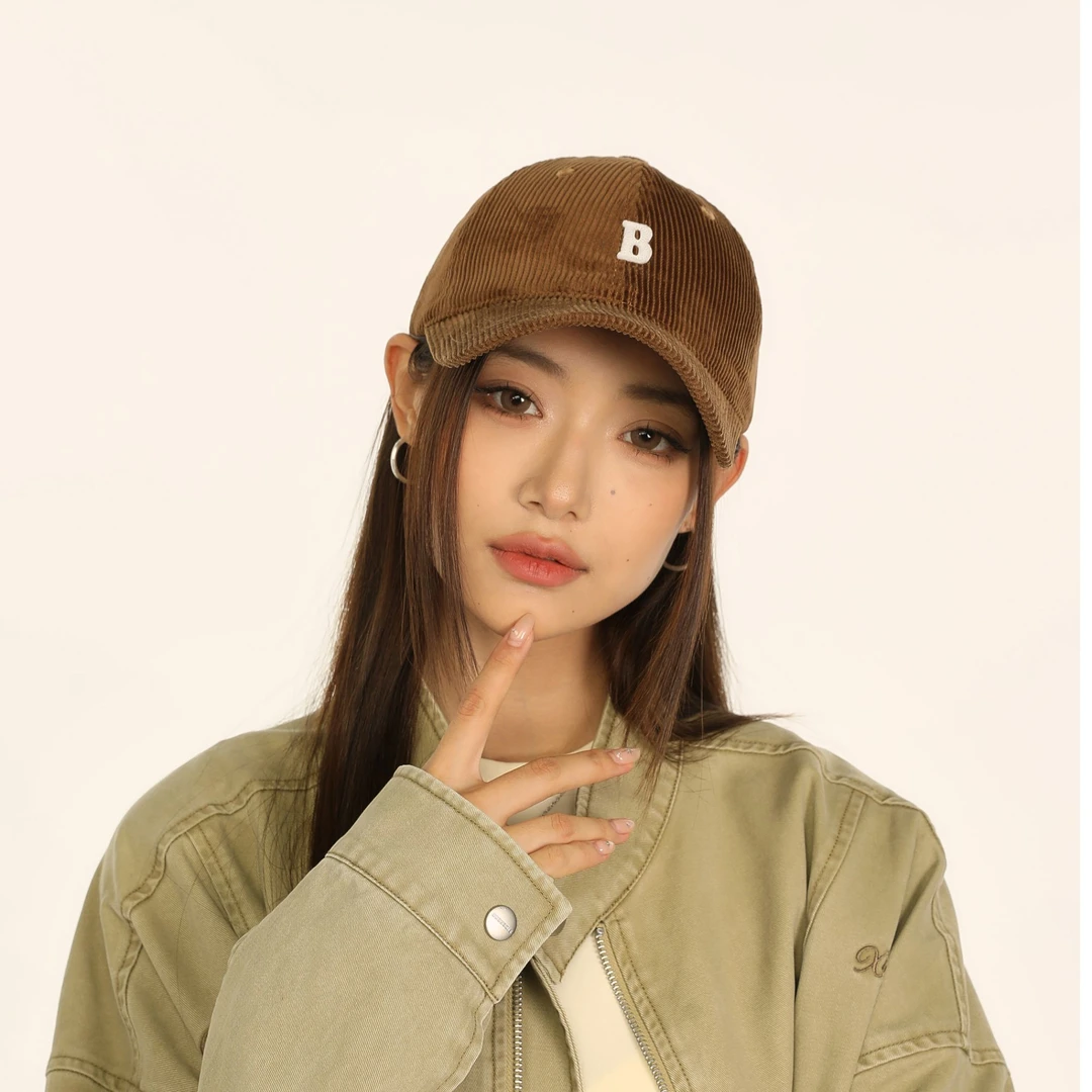 【灯芯绒B标】秋冬大头围帽子弯檐情侣软顶棒球帽休闲百搭时尚