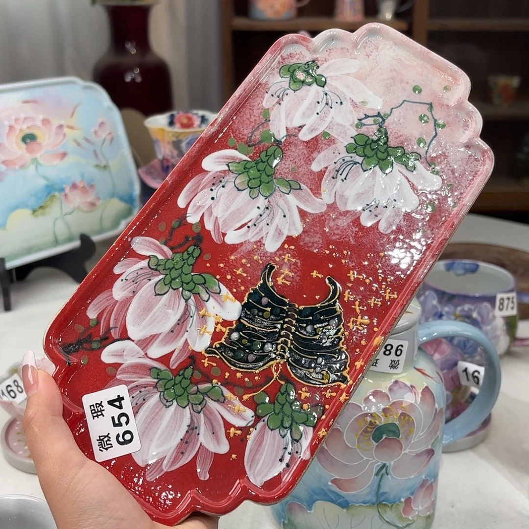 琦***歌景德镇手绘高温釉下彩陶瓷茶具