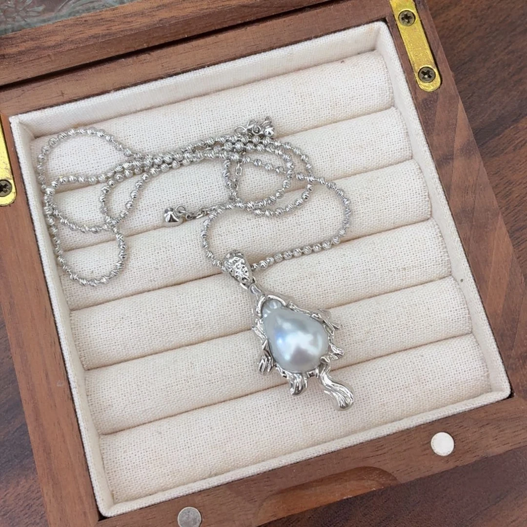 银S925镶嵌海水珍珠吊坠(赠链)