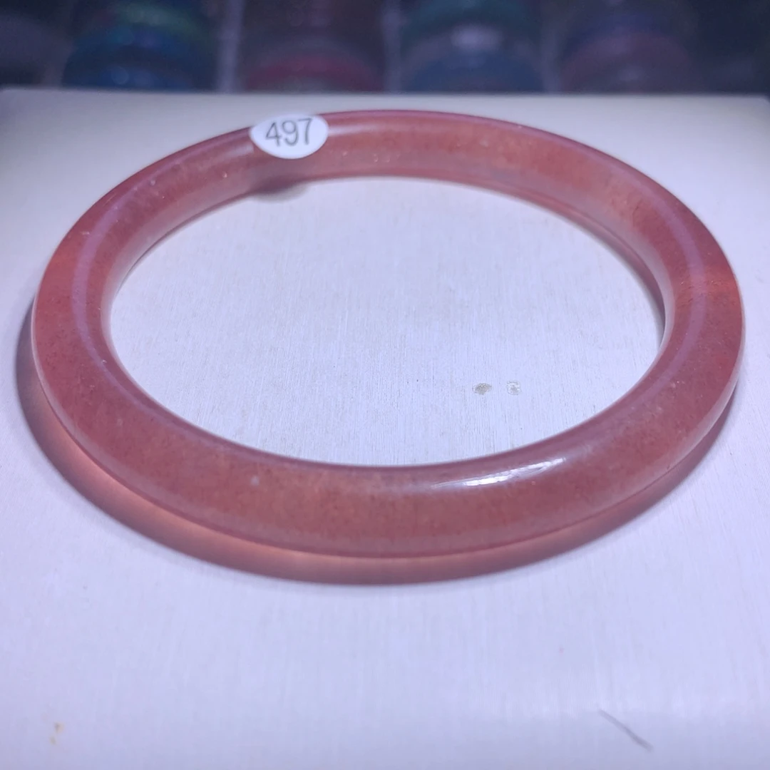 银S925镶嵌水晶手镯（圆镯）红草莓62.5圈497