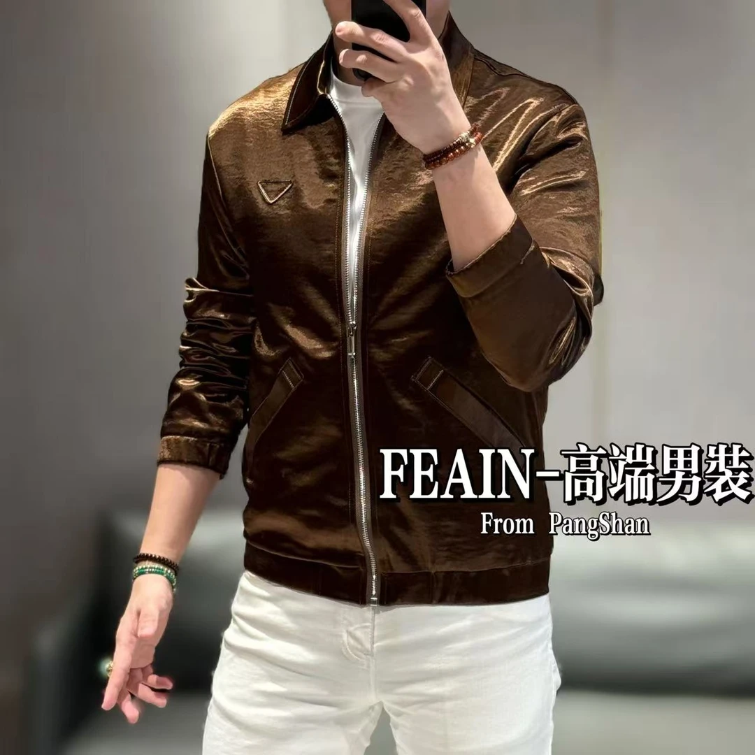 高端男士三角标设计休闲拉链春款夹克衫8029