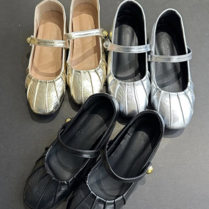 南瓜#（32-38码）内增高4-5厘米马丽珍一字扣单鞋