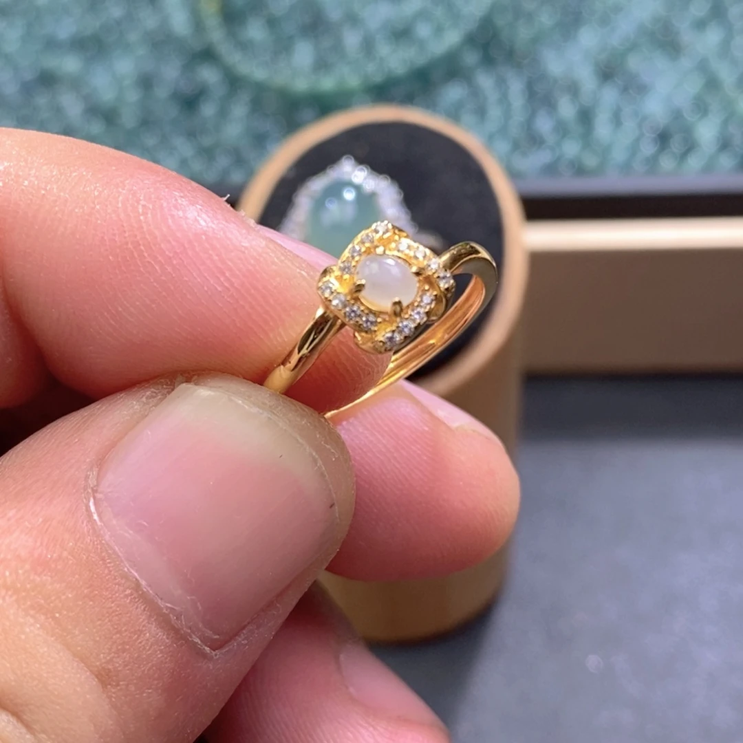 翡翠银S925镶嵌戒指翡翠戒指