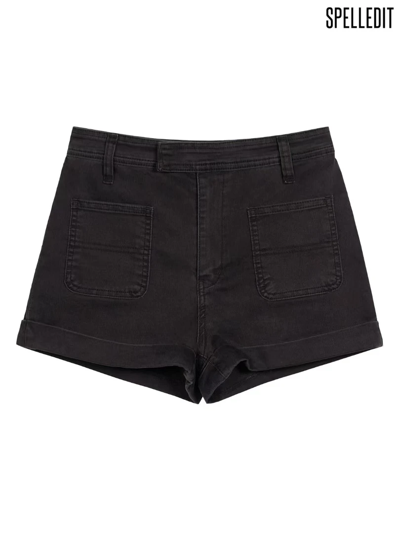 SPELLEDIT弹力卷边短裤/NO退换