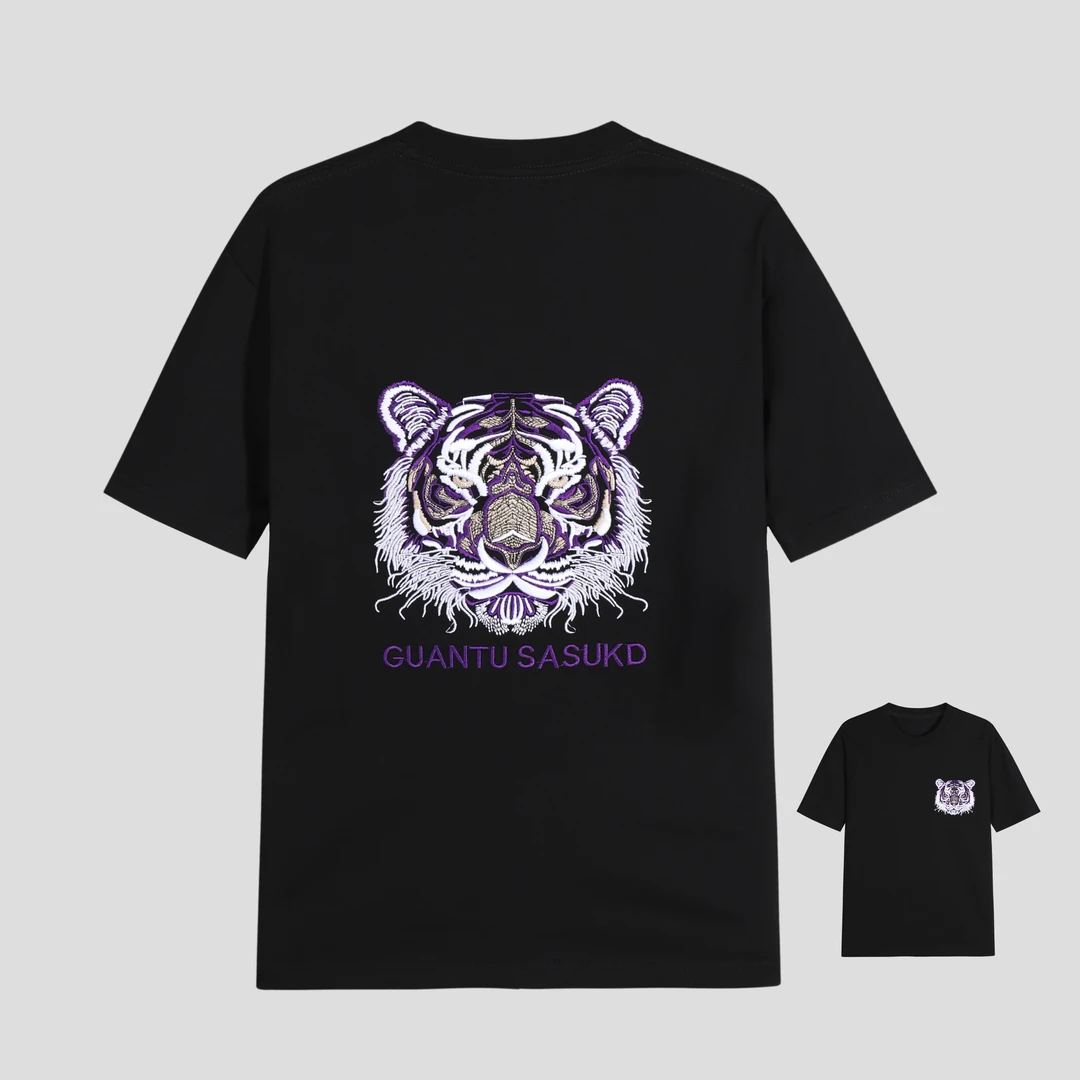 321重磅2幼崽小老虎重工刺绣透气亲肤短袖T恤男女同款