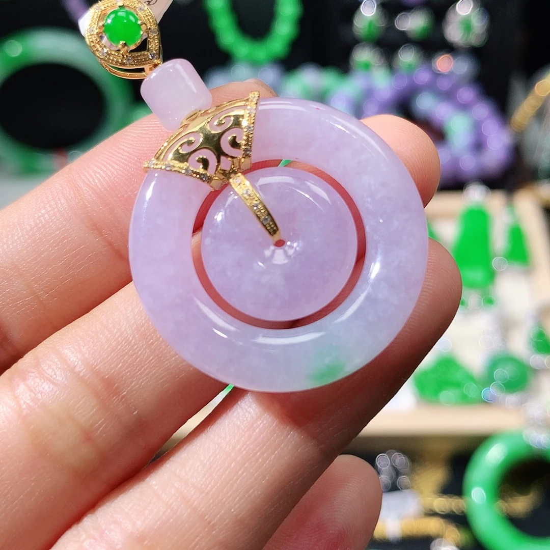 翡翠18K金镶嵌吊坠(不含链)