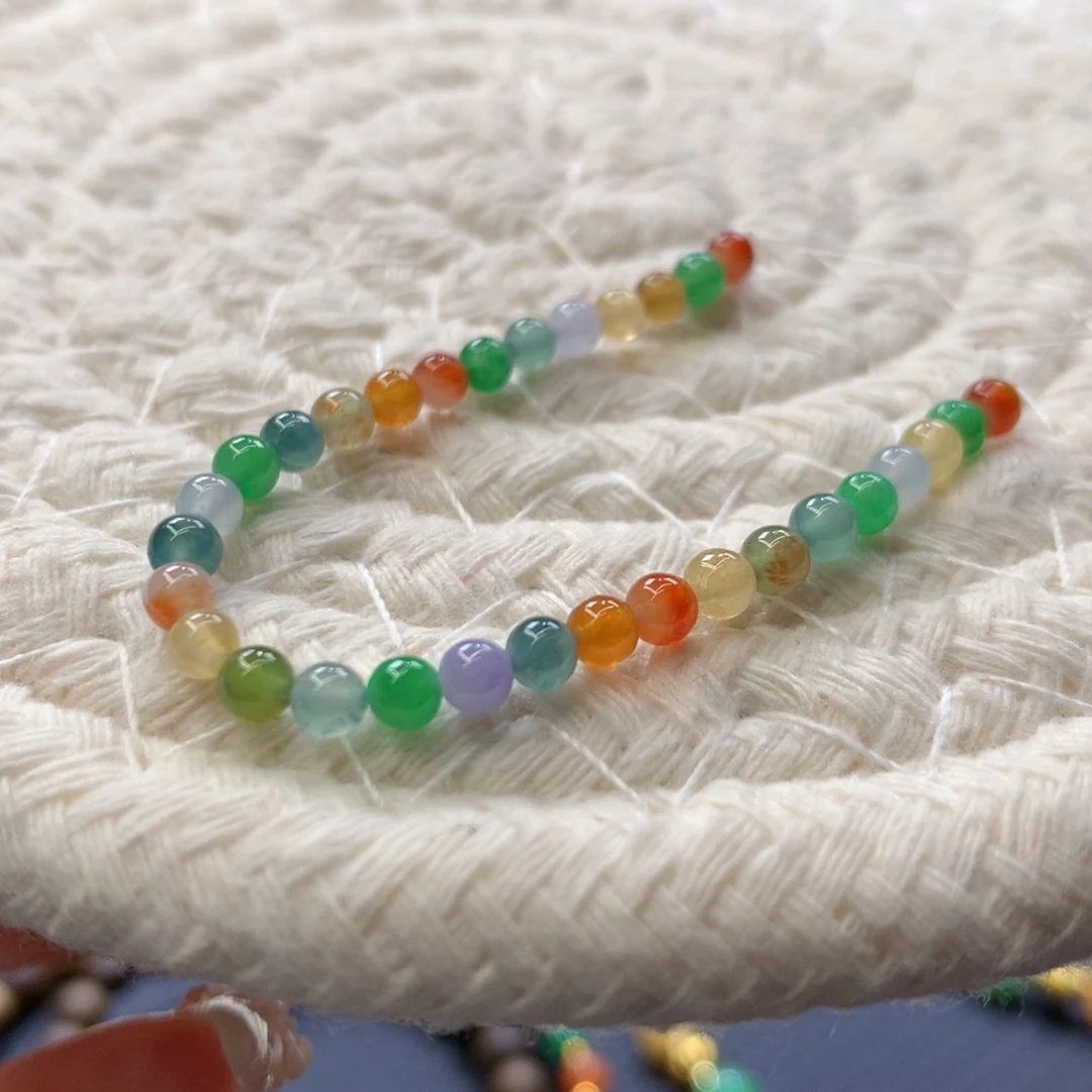 定制翡翠未镶嵌 毛货抛光定制 卡3冰种小米珠31颗 买断价