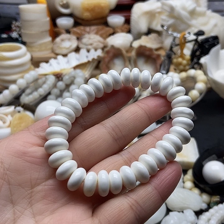 非金属贝壳全白算盘珠1.2单圈